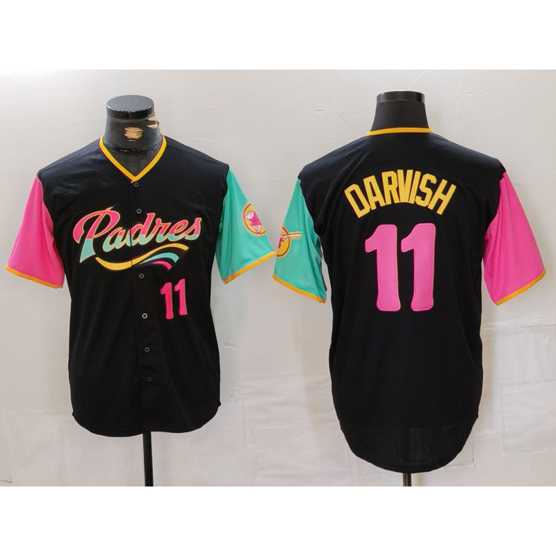 San Diego Padres #11 Yu Darvish Black KLUNKIM Player Number Fashion Jersey