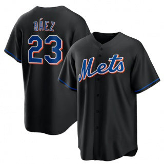 New York Mets #23 Javier B¨¢ez Black KLUNKIM 2022 Cool Base Stitched Jersey