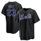 New York Mets #23 Javier B¨¢ez Black KLUNKIM 2022 Cool Base Stitched Jersey