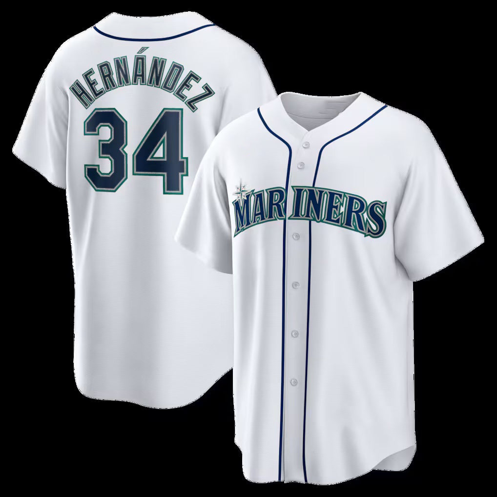 Seattle Mariners #34 Felix Hernandez White KLUNKIM Home Retired Player Replica Jersey