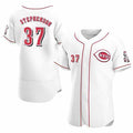 Cincinnati Reds #37 Tyler Stephenson White KLUNKIM Stitched Flex Base Jersey