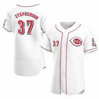 Cincinnati Reds #37 Tyler Stephenson White KLUNKIM Stitched Flex Base Jersey