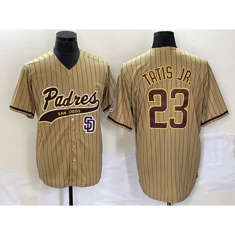 San Diego Padres #23 Fernando Tatis Jr Tan KLUNKIM NEW 2023 Cool Base Stitched Jersey 2