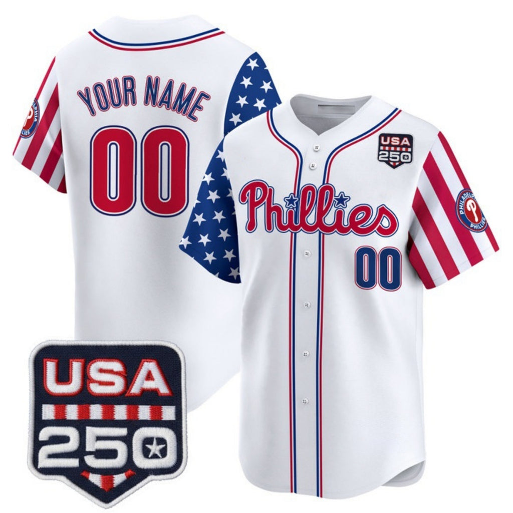 Custom Philadelphia Phillies America 250 Edition Vapor Premier Limited White KLUNKIM Stitched Jerseys-1
