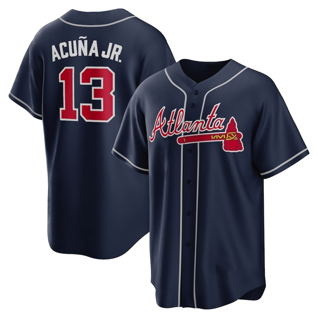 Atlanta Braves #13 Ronald Acuna Jr. Navy KLUNKIM Alternate Replica Player Name Jersey