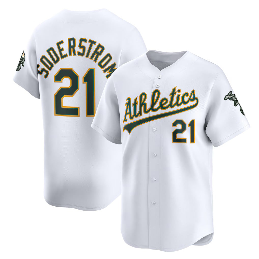 Oakland Athletics #21 Tyler Soderstrom White KLUNKIM Home Limited Player Jersey