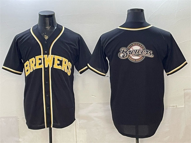 Milwaukee Brewers Team Big Logo 2026 Fashion Replica Black KLUNKIM Out Stitched Jersey