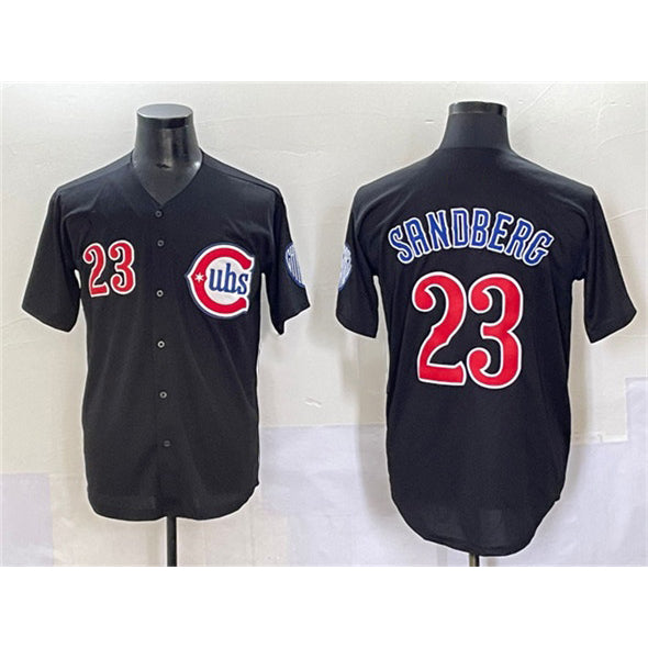 Chicago Cubs #23 Ryne Sandberg Black KLUNKIM Limited Stitched Jersey