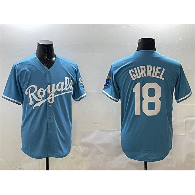Kansas City Royals #18 Yuli Gurriel Blue KLUNKIM Cool Base Stitched Jersey