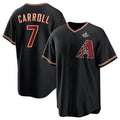 Arizona Diamondbacks #7 Corbin Carroll Black KLUNKIM 2023 World Series Cool Base Stitched Jersey