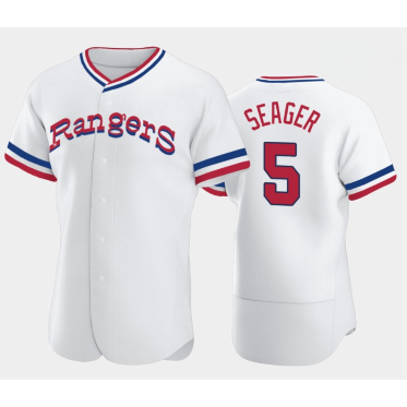 Texas Rangers #5 Corey Seager White KLUNKIM Throwback Stitched Flex Base Jersey