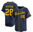 Milwaukee Brewers #28 Andrew Vaughn Navy KLUNKIM Alternate Limited Stitched Jersey