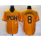 Pittsburgh Pirates #8 Willie Stargell Gold KLUNKIM 2023 City Connect Stitched Jersey 2