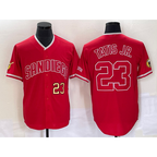 San Diego Padres #23 Fernando Tatis Jr Number Red KLUNKIM NEW 2023 Cool Base Stitched Jersey