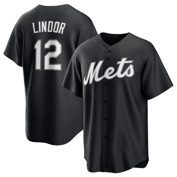 New York Mets #12 Francisco Lindor Black KLUNKIM Lights Out Limited Stitched Jersey