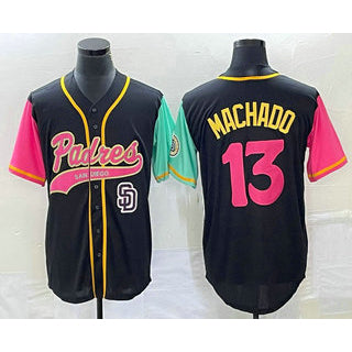 San Diego Padres #13 Manny Machado Black KLUNKIM NEW 2023 City Connect Cool Base Stitched Jersey 2