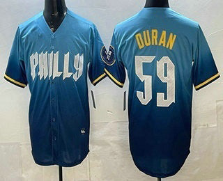 Philadelphia Phillies #59 Jhoan Duran Blue KLUNKIM 2024 City Cool Base Jersey