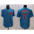 Philadelphia Phillies #7 Trea Turner Blue KLUNKIM Cooperstown Throwback Cool Base Jersey