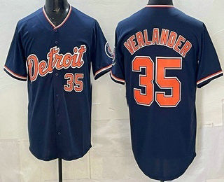Detroit Tigers #35 Justin Verlander Navy KLUNKIM Limited Jersey