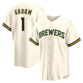 Milwaukee Brewers #1 Groom White KLUNKIM Home Replica Jersey