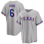 Texas Rangers #6 Josh Jung Gray KLUNKIM Cool Base Stitched Jersey