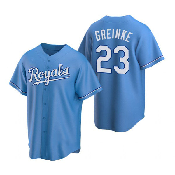 Kansas City Royals #23 Zack Greinke Light Blue KLUNKIM Cool Base Stitched Jersey