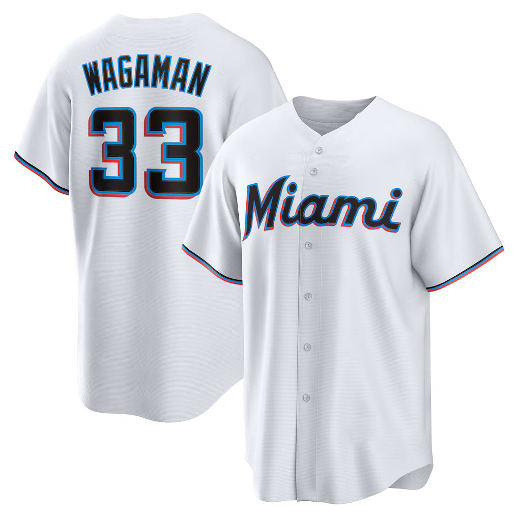 Miami Marlins #33 Eric Wagaman White KLUNKIM Home Replica Jersey