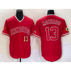 San Diego Padres #13 Manny Machado Number Red KLUNKIM NEW 2023 Cool Base Stitched Jersey