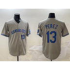 Kansas City Royals #13 Salvador Perez Gray KLUNKIM 2024 Away Limited Stitched Jersey