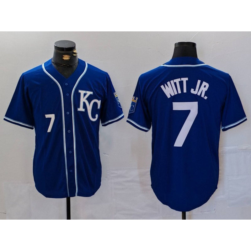 Kansas City Royals #7 Bobby Witt Jr Number Royal KLUNKIM Cool Base Stitched Jersey