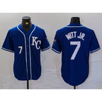Kansas City Royals #7 Bobby Witt Jr Number Royal KLUNKIM Cool Base Stitched Jersey