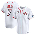 Cincinnati Reds #7 Spencer Steer White KLUNKIM 2025 Speedway Classic Home Limited Stitched Jersey