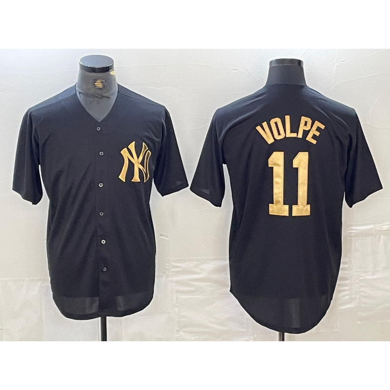 New York Yankees #11 Anthony Volpe Black Gold KLUNKIM Cool Base Stitched Jersey