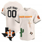 Custom Houston Astros Cactus Jack Patch Vapor Premier Limited Jersey V9 ¨C Stitched-Cream KLUNKIM