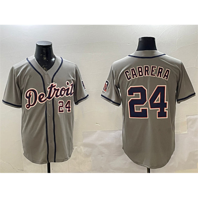 Detroit Tigers #24 Miguel Cabrera Gray KLUNKIM Cool Base Stitched Jersey