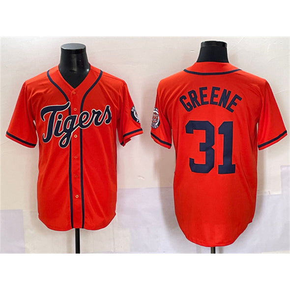 Detroit Tigers #31 Riley Greene Orange KLUNKIM With Patch Cool Base Stitched Jersey