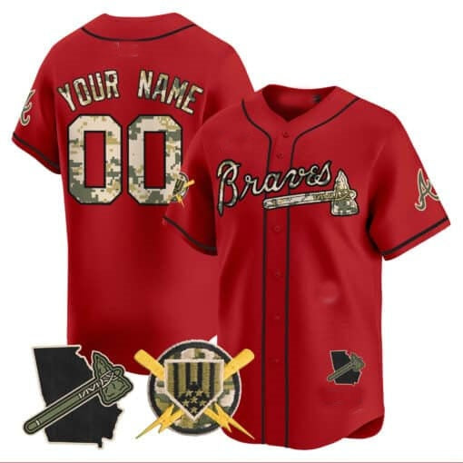 Custom Atlanta Braves Armed Forces Day Vapor Premier Limited Jersey ¨CRed KLUNKIM