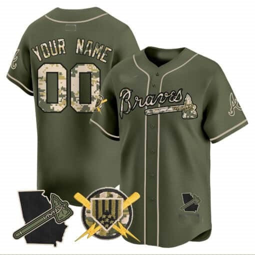 Custom Atlanta Braves Armed Forces Day Vapor Premier Limited Jersey ¨CGreen KLUNKIM