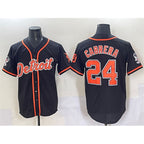 Detroit Tigers #24 Miguel Cabrera Black KLUNKIM With Patch Cool Base Stitched Jersey
