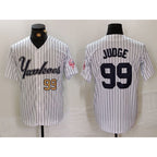 New York Yankees #99 Aaron Judge White KLUNKIM Pinstripe Fashion Cool Base Jerseys 2