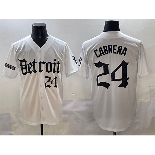 Detroit Tigers #24 Miguel Cabrera White KLUNKIM 'Motor Gothic Edition' Vapor Premier Limited Stitched Jersey
