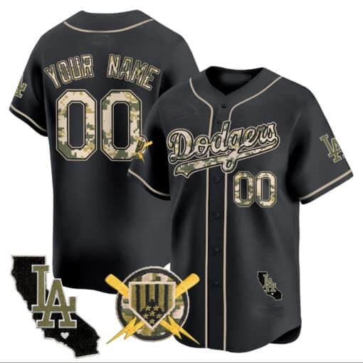 Custom Los Angeles Dodgers Armed Forces Day Vapor Premier Limited Jersey ¨C Black KLUNKIM