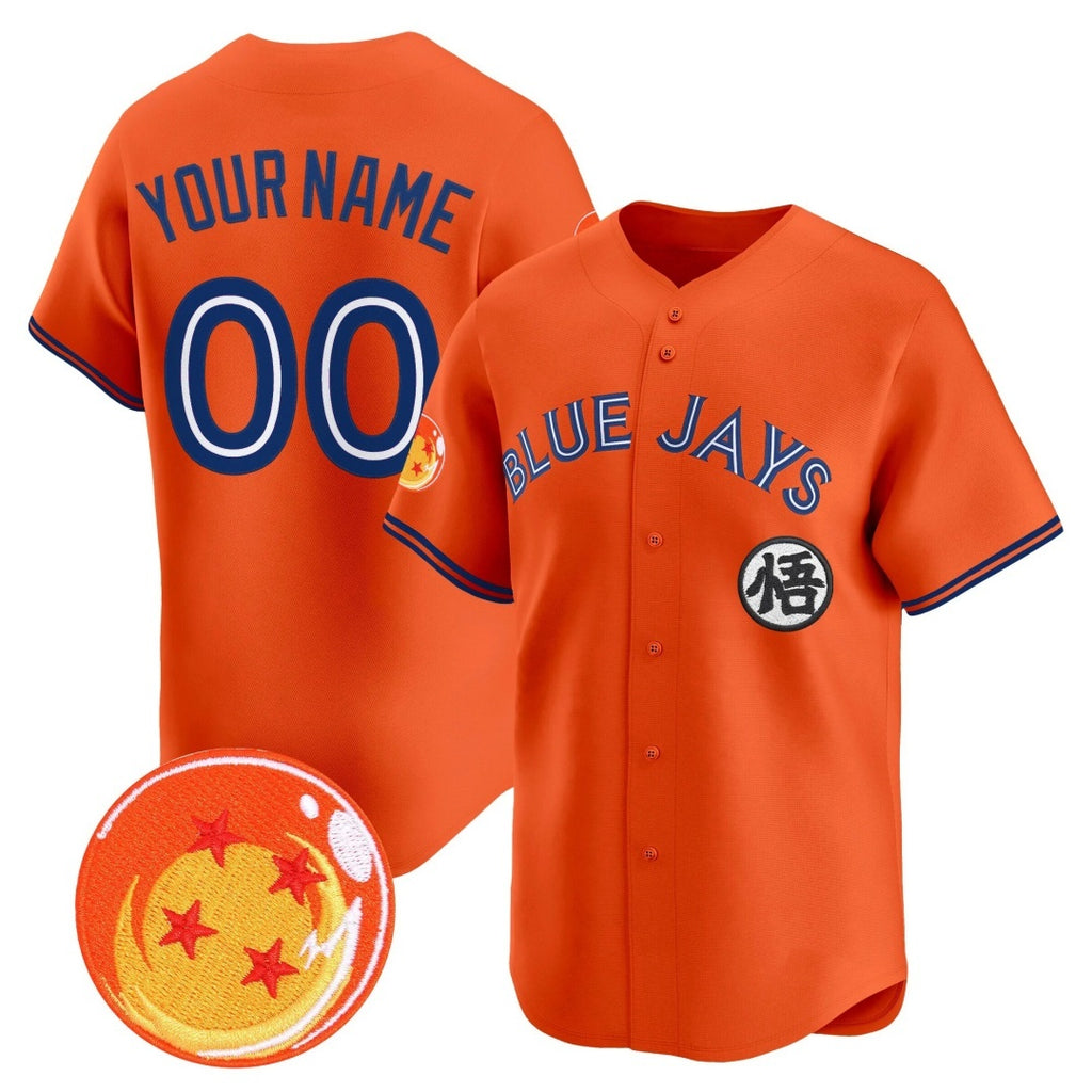 Custom Toronto Blue Jays x Dragon Ball Orange KLUNKIM Vapor Premier Limited Jersey - All Stitched