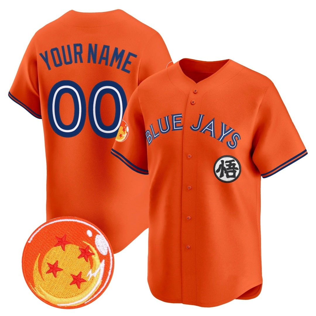 Custom Toronto Blue Jays x Dragon Ball Orange KLUNKIM Vapor Premier Limited Jersey - All Stitched