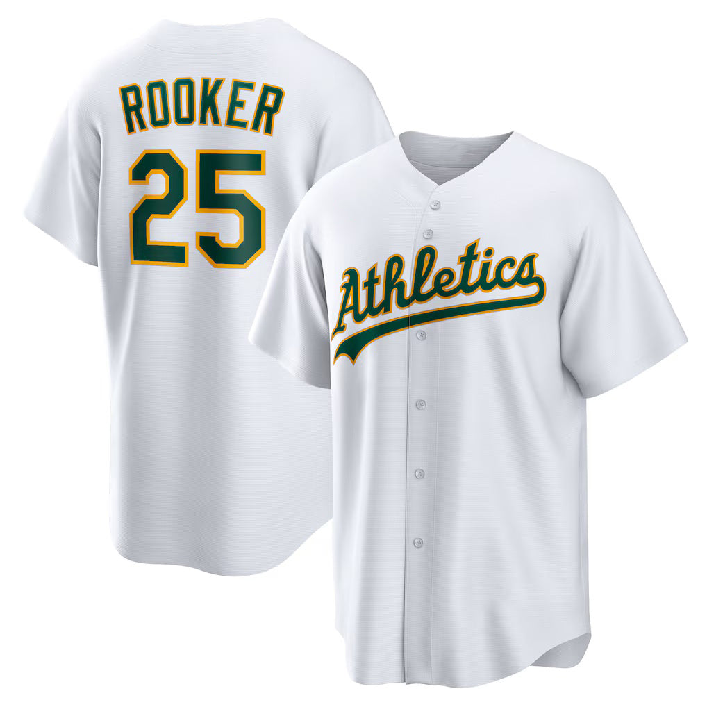Oakland Athletics #25 Brent Rooker White KLUNKIM Home Replica Jersey
