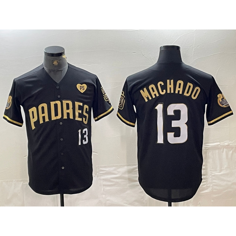 San Diego Padres #13 Manny Machado Black Gold KLUNKIM With Patch Cool Base Stitched Jersey