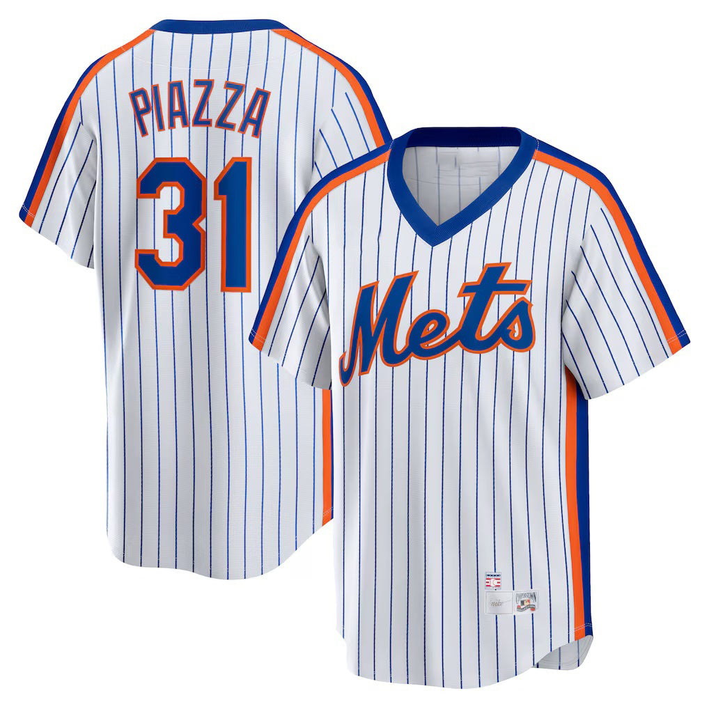 New York Mets #31 Mike Piazza White KLUNKIM Home Cooperstown Collection Player Jersey