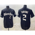 Milwaukee Brewers #2 Brice Turang Black KLUNKIM 'Gothic 414 Shadows Edition' Vapor Premier Limited Stitched Jersey