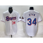 Texas Rangers #34 Nolan Ryan Number White KLUNKIM 2024 Gold Collection Limited Cool Base Jersey 2