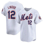 New York Mets #12 Francisco Lindor White KLUNKIM 2024 Home Limited Stitched Jersey
